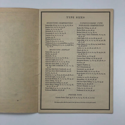 Type Faces in use at The Curwen Press | Type specimen brochure 1930s/40s?