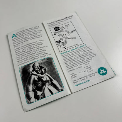 Promotional leaflet for Abram Games a private view exhibition and Spike Milligan an exhibition of bits, or a bit of an exhibition | Church Farmhouse Museum 2003
