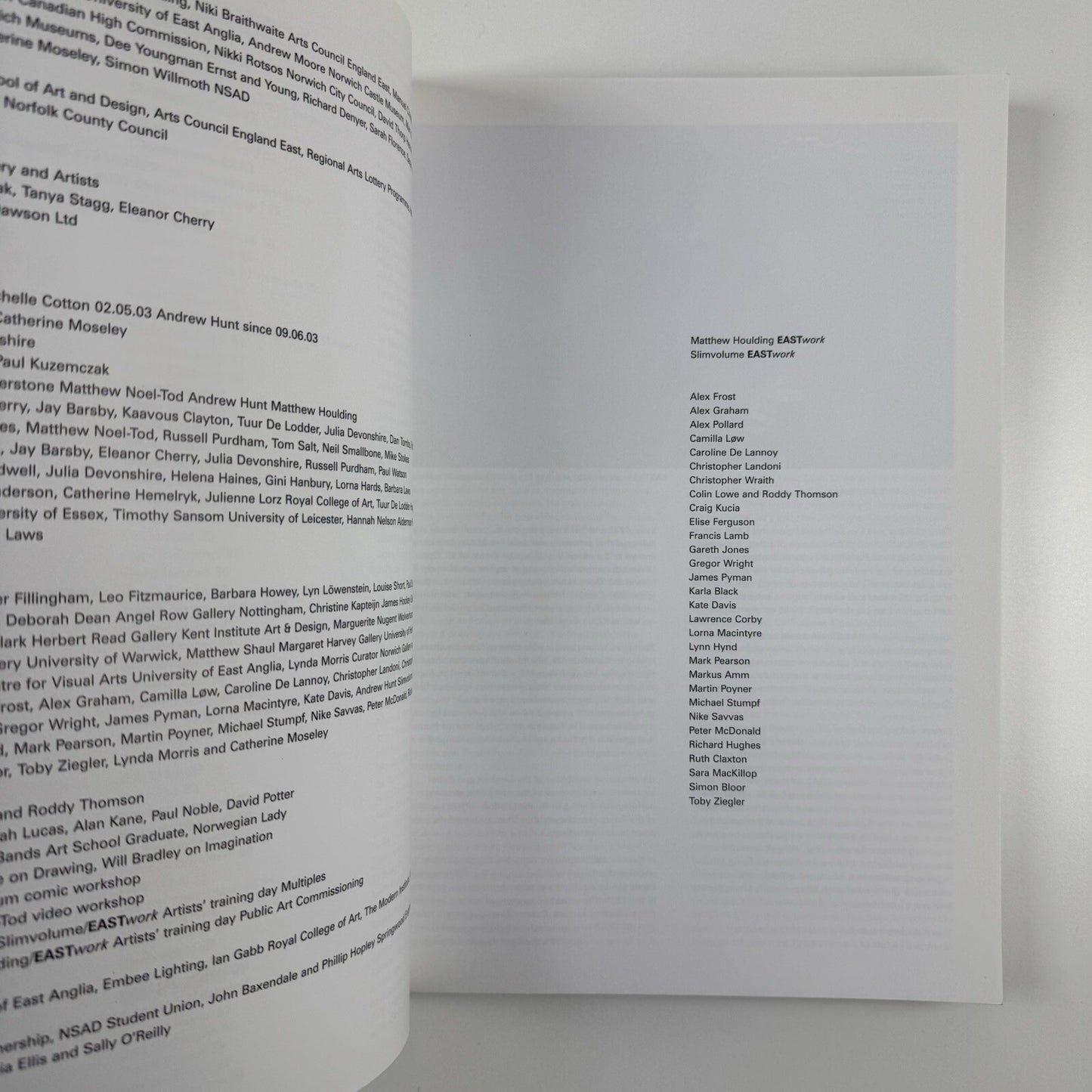 East international 2003 catalogue | Norwich Gallery, Norwich School of Art & Design | Toby Webster and Eva Rothschild