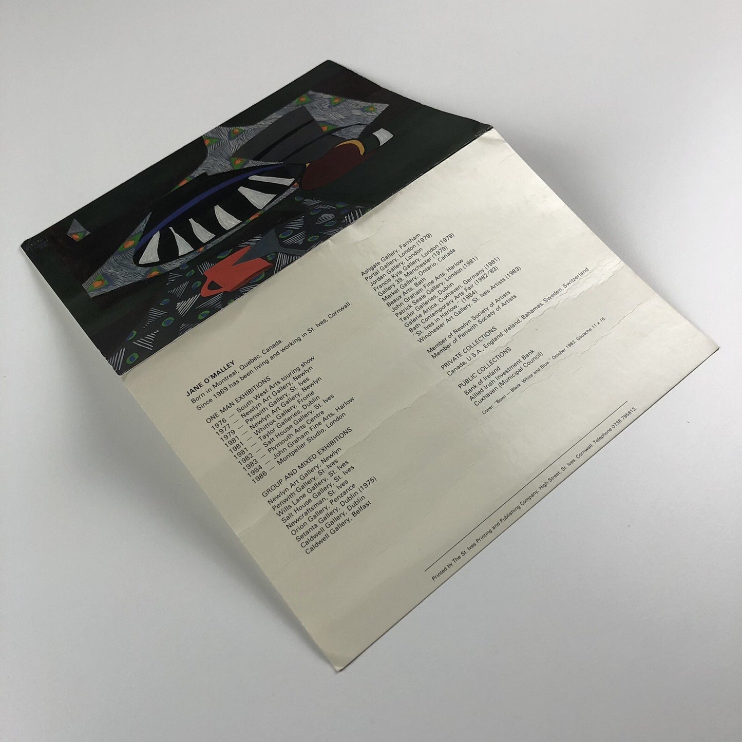 Promotional card – Jane O'Malley – Selection of Paintings 1977-86 | Montpelier Studio