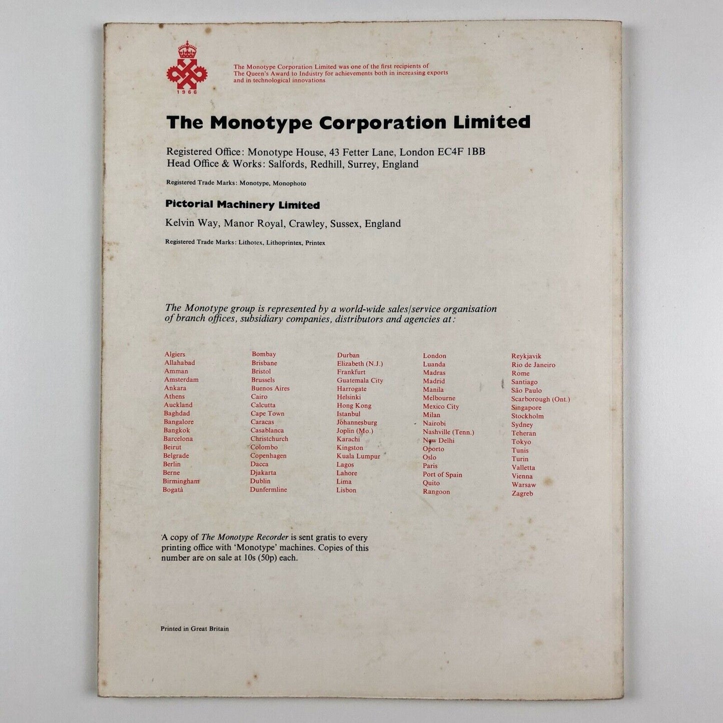 The Monotype Recorder | Beatrice Warde | Volume 44, Number 1, Autumn 1970