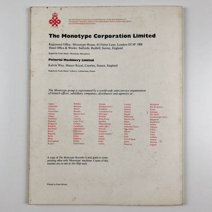 The Monotype Recorder | Beatrice Warde | Volume 44, Number 1, Autumn 1970