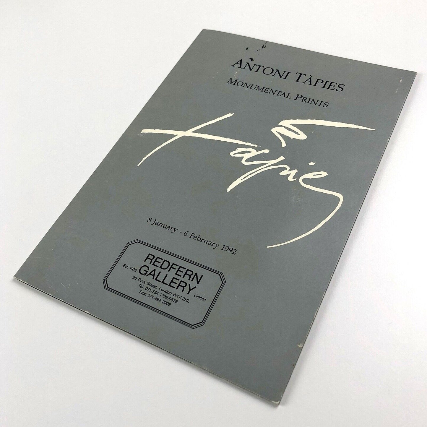 Folding card for Antoni Tapies Redfern Gallery 1992 | also typed insert for Antoni Tapies Sculpture Waddington Galleries 1991