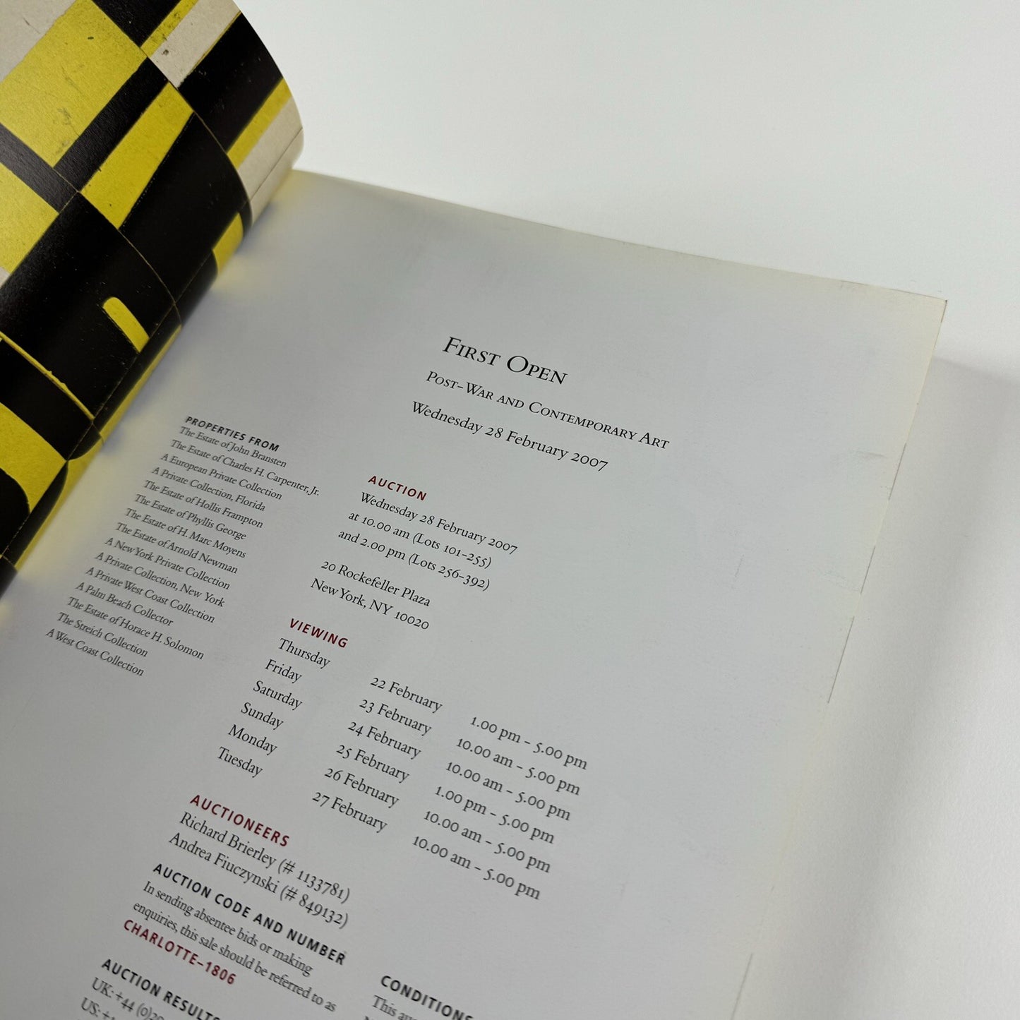 First Open Post-War & Contemporary Art | Christie's New York catalogue, 28 February 2007 1806