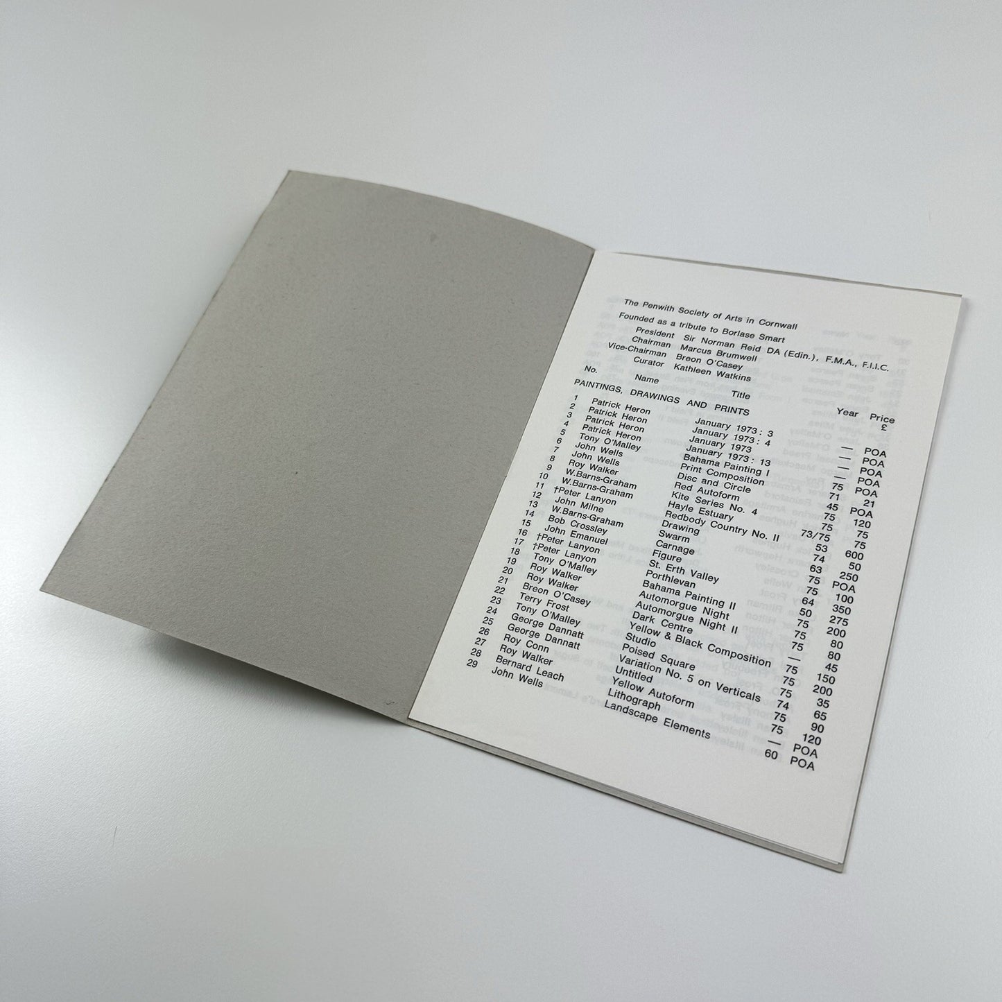 Catalogue – Penwith Winter exhibition 1975/76 | The Penwith Society