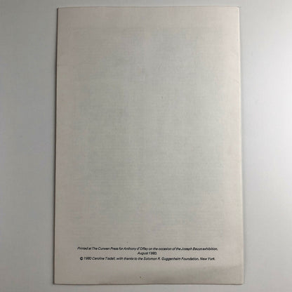 Joseph Beuys | Anthony d'Offay exhibition leaflet | August 1980 | Text by Caroline Tisdall