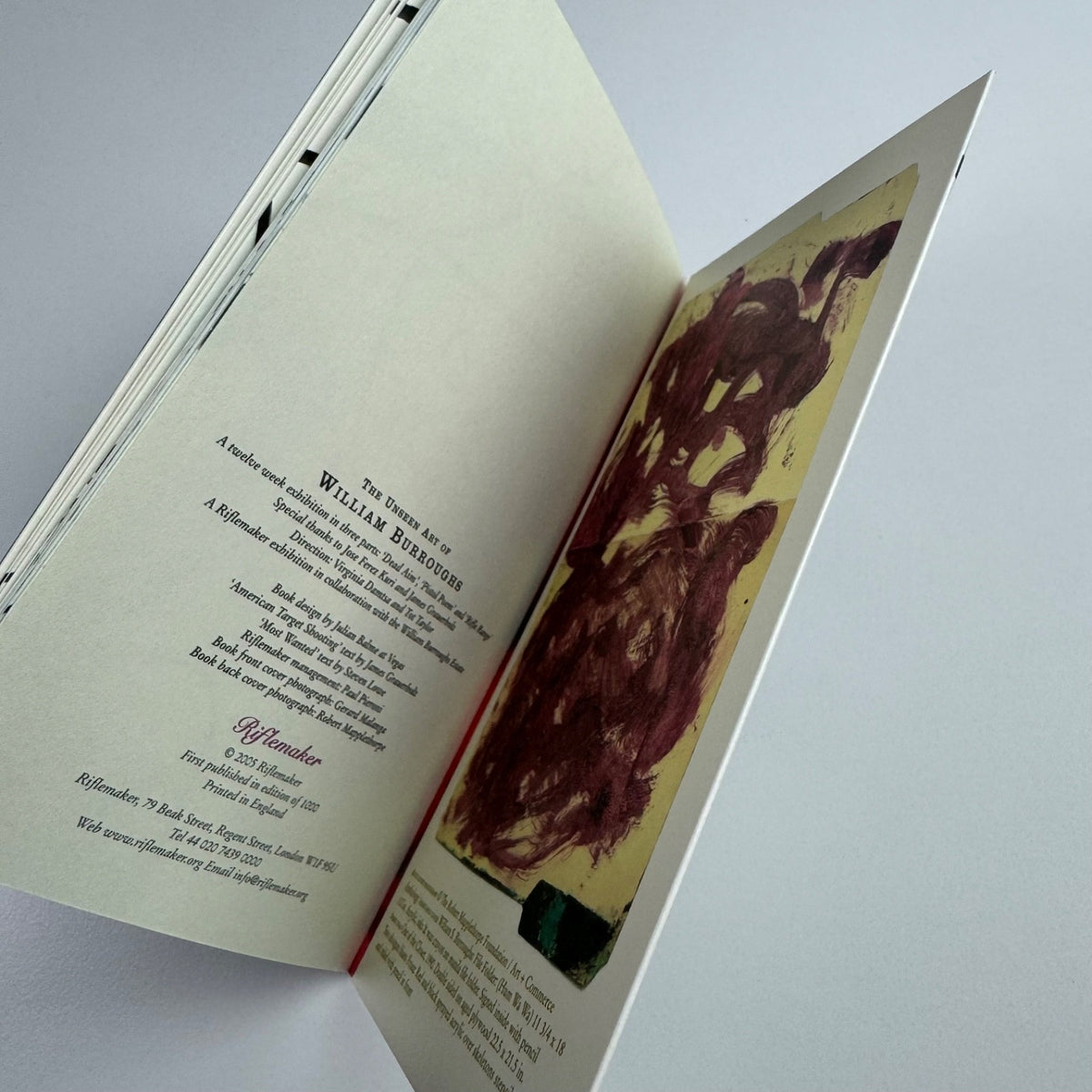 Dead Aim. The Unseen art of William S. Burroughs. Paintings, targets, soundworks, scrapbooks, cut-ups, fold-ins, film & documentary evidence | Riflemaker Gallery 2005
