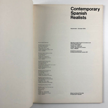 Contemporary Spanish Realists | Marlborough Fine Art (London) catalogue, 1973 - catalogue design by Gordon House