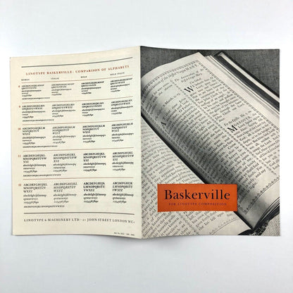 Baskerville for Linotype composition | Fold-out type specimen sheet