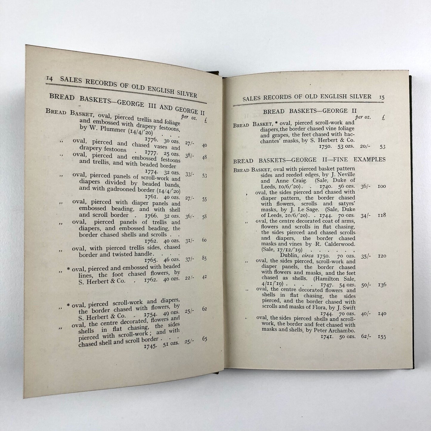 ABC Auction Sales Record of Old English Silver: Christies, 1920 | Alfred Abbey