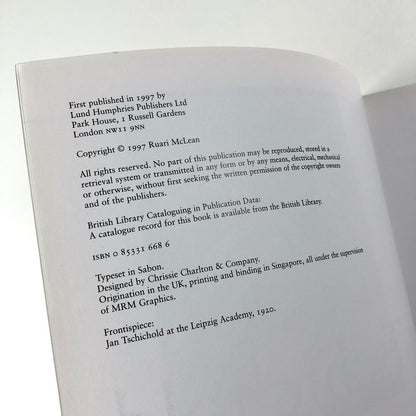 Jan Tschichold – a Life in Typography by Ruari McLean | Lund Humphries, 1997