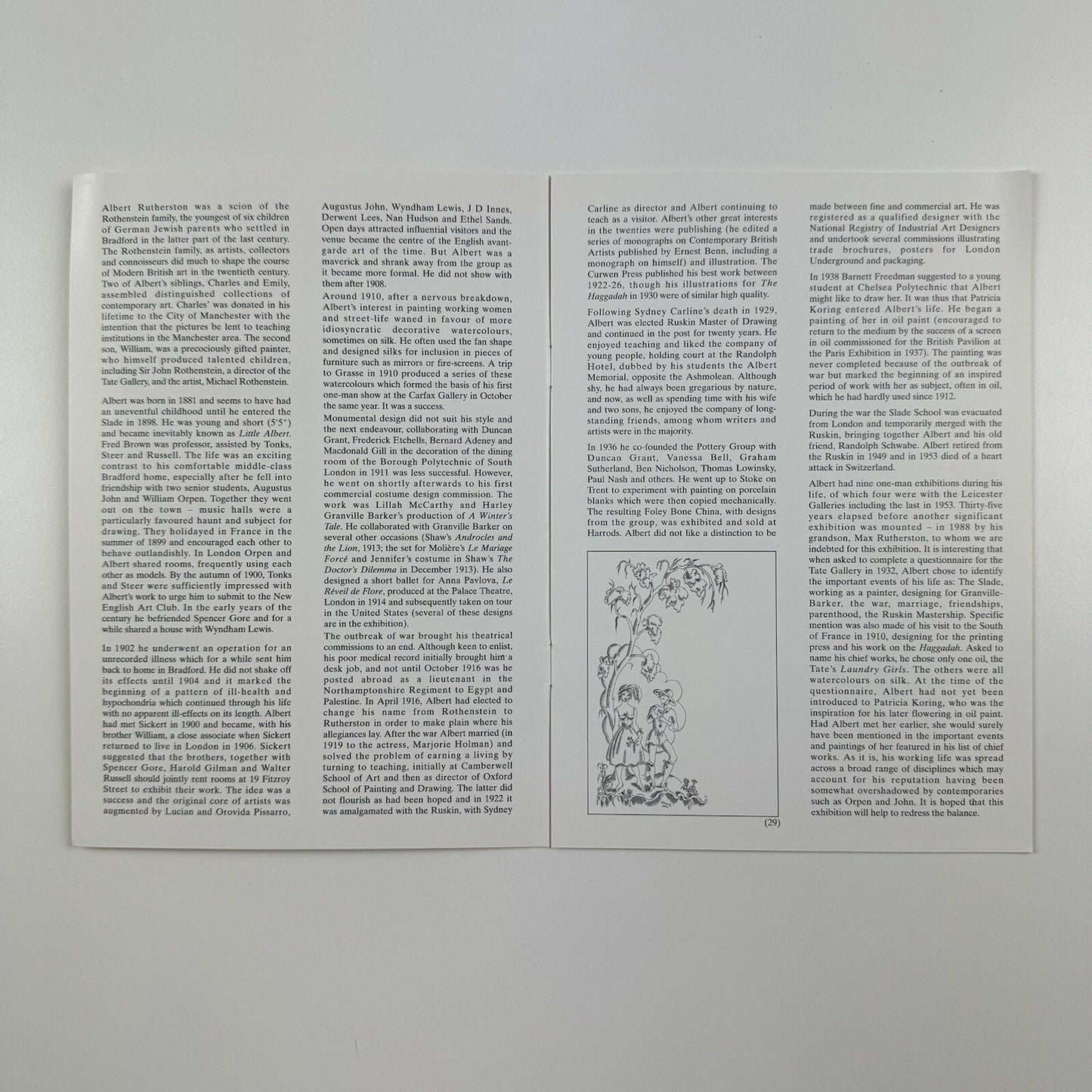 Folded card/catalogue – Albert Rutherston | Sally Hunter Fine Art, 1996