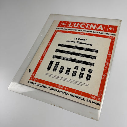 Type specimen sheet Lucina from Ludwig & Mayer, Frankfurt am Main undated