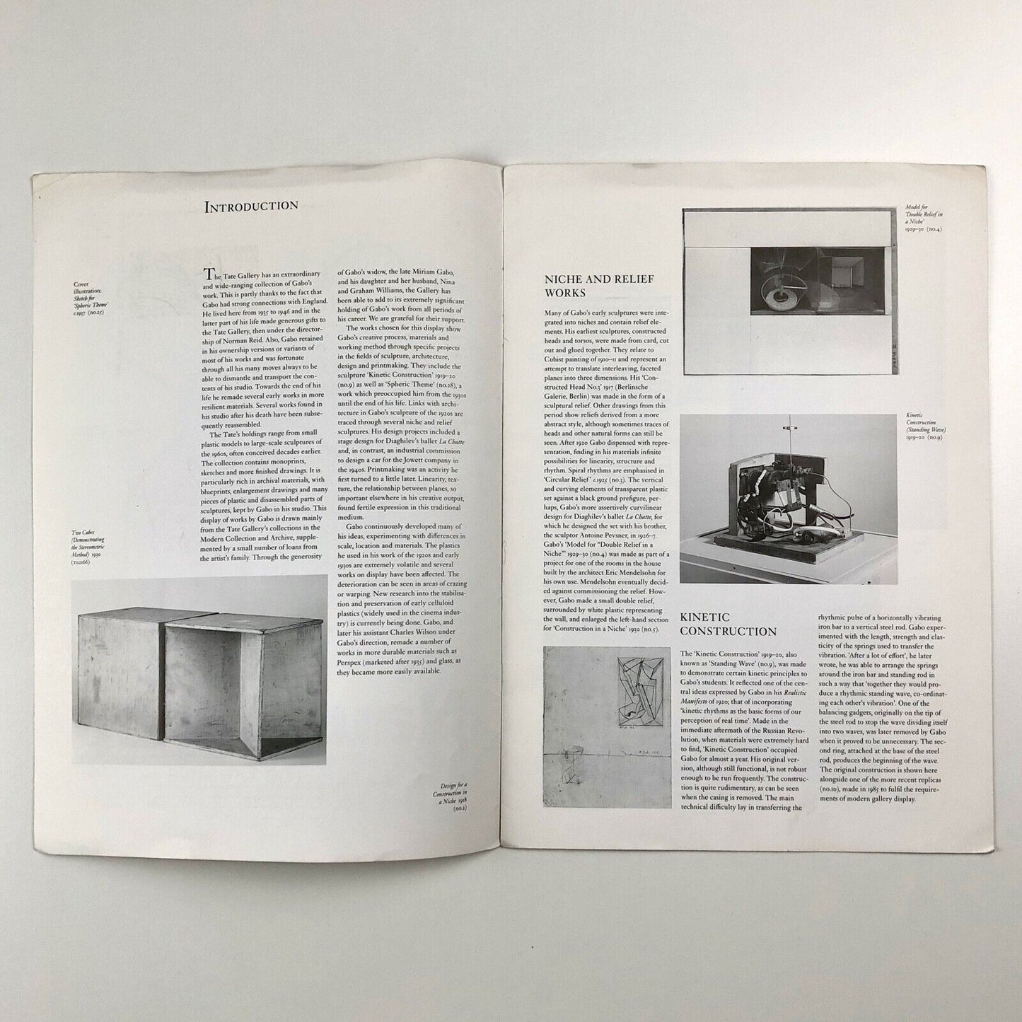 Leaflet for Naum Gabo. The Creative Process | Tate Gallery guide, 1994