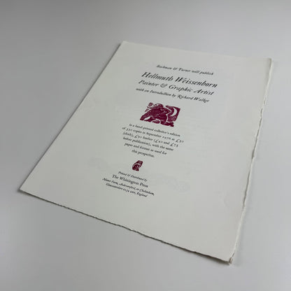 Prospectus Hellmuth Weissenborn Painter & Graphic Artist Whittington Press 1976