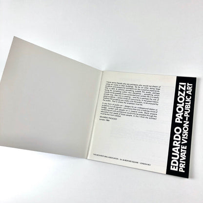 Eduardo Paolozzi. Private Vision - Public Art | Architectural Association, 1984 | introduction by Frank Whitford