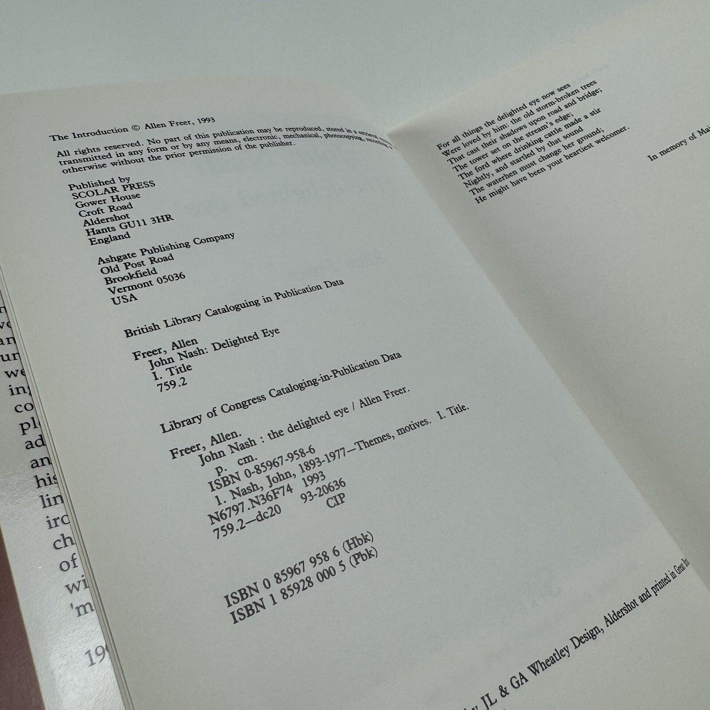 John Nash. ‘The delighted eye’ by Allen Freer | Scolar Press, 1993