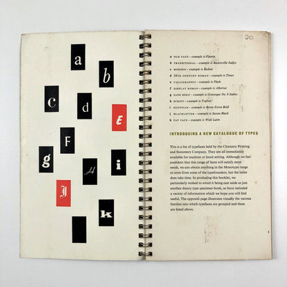 Chancery Printing and Stationery Co. | List of typefaces | Type specimen booklet undated presumed to be 1950/60s