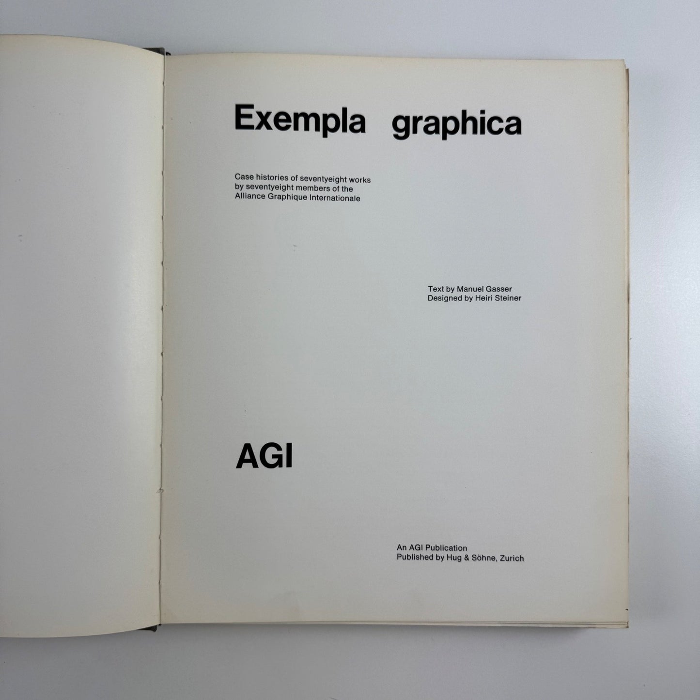 Exempla Graphics. Text by Manuel Gasser | AGI. Hug & Söhne, Zurich, undated