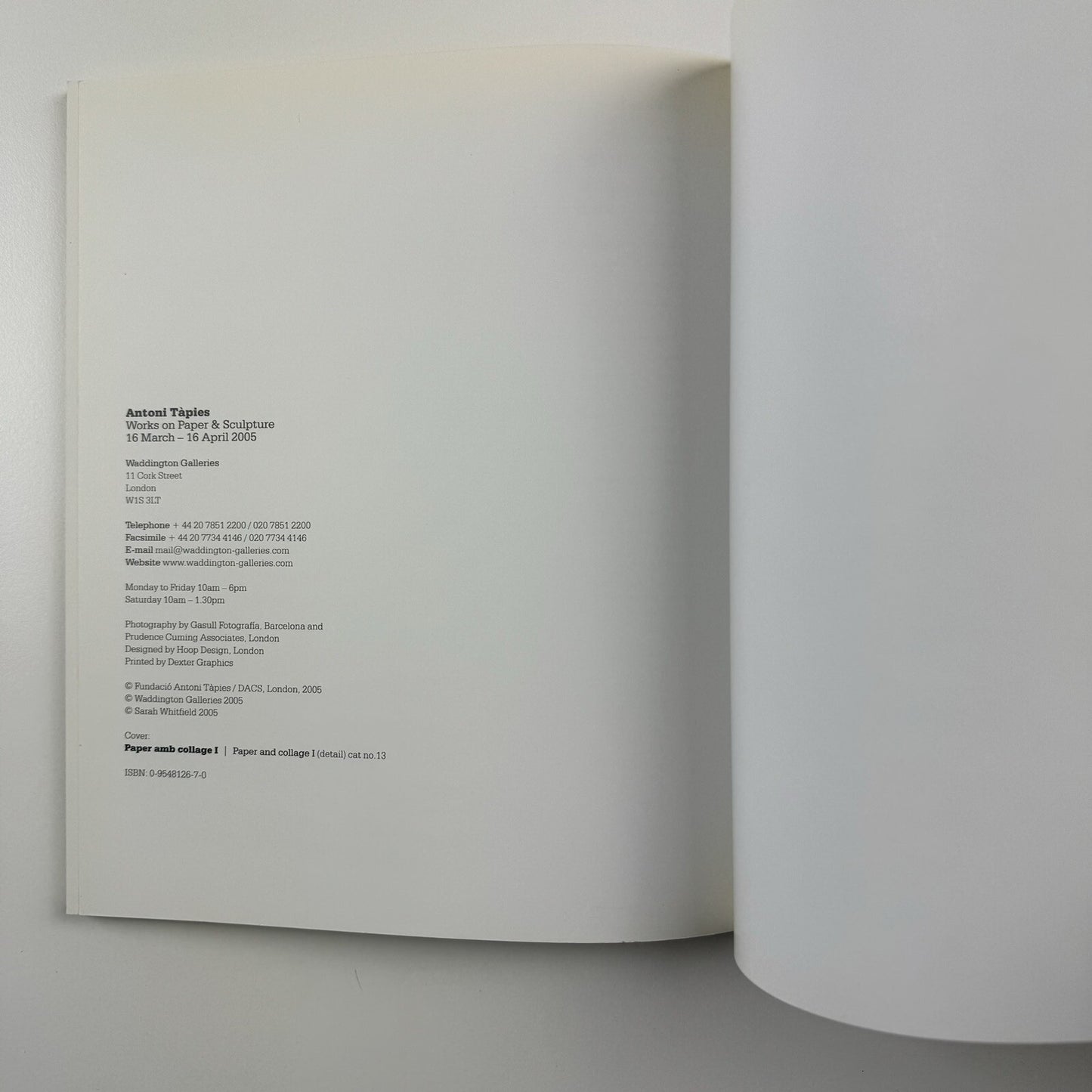 Antoni Tàpies – Works on Paper and Sculpture | Waddington Galleries catalogue, 2005