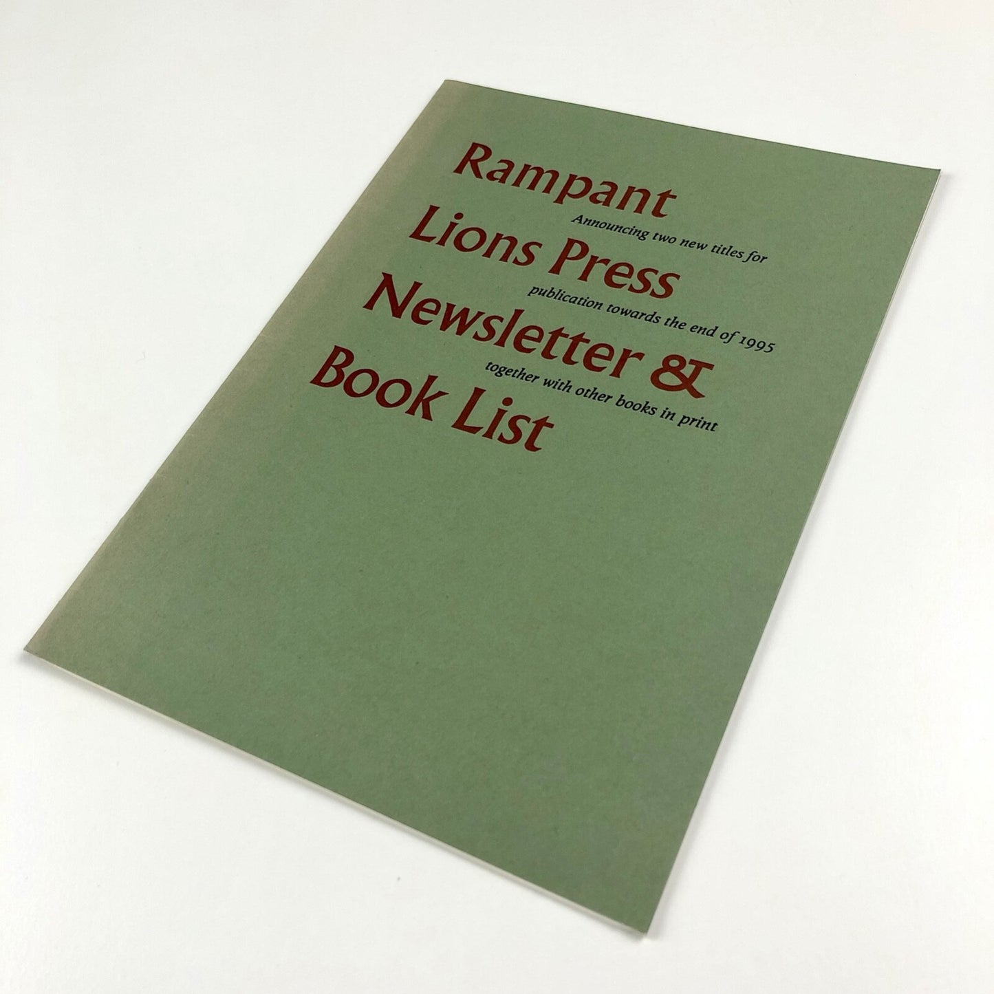 Rampant Lions Press Newsletter & Book List 1995