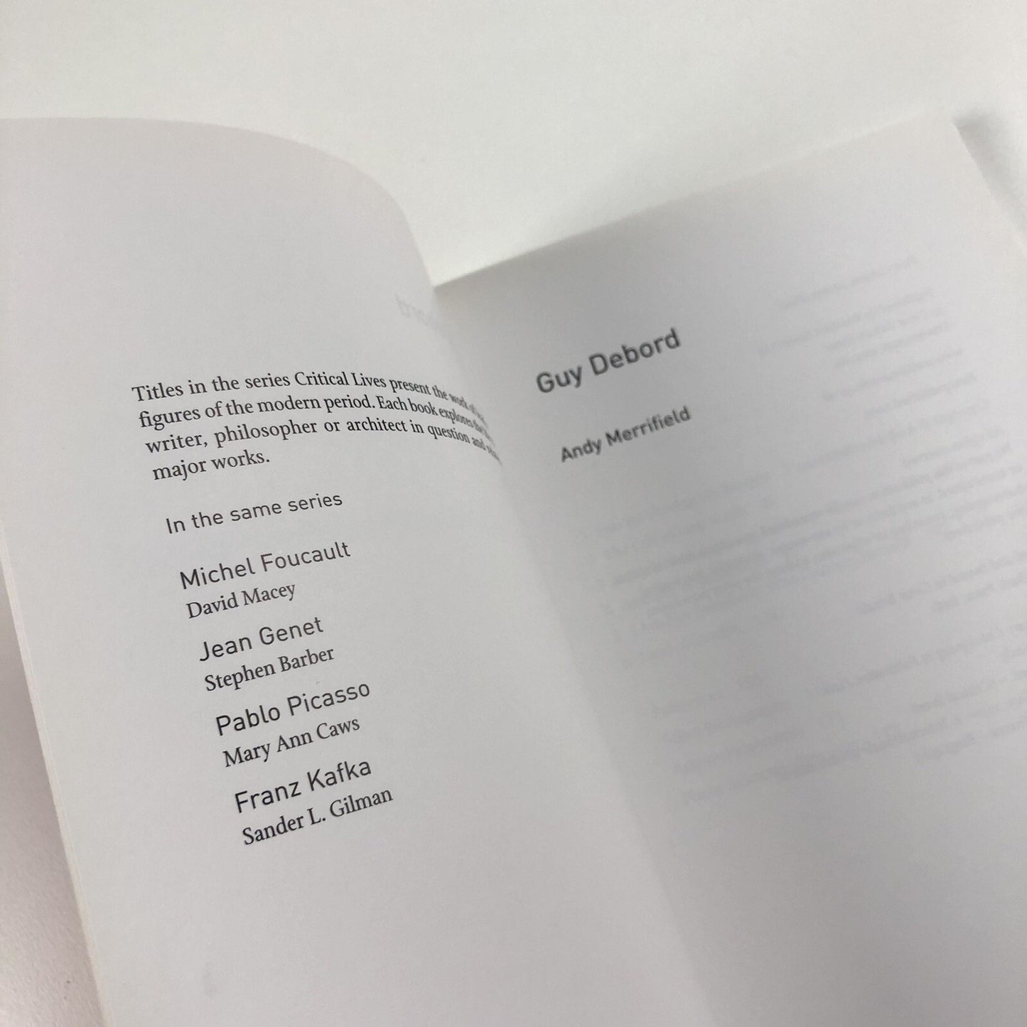 Guy Debord by Andy Merrifield. Critical Lives. Reaktion Books, 2005