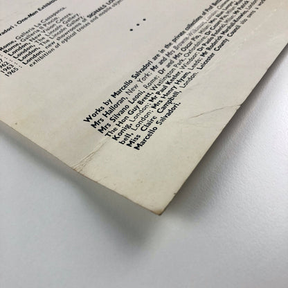 Marcello Salvadori. Optical Traces and Mobile Objects | Signals London, 1965 exhibition card