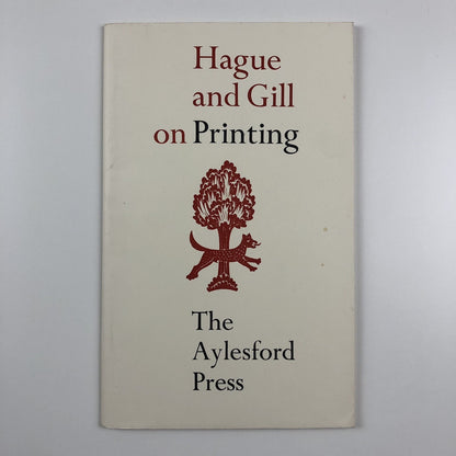 Hague and Gill on Printing | The Aylesford Press | 1993 softback edition