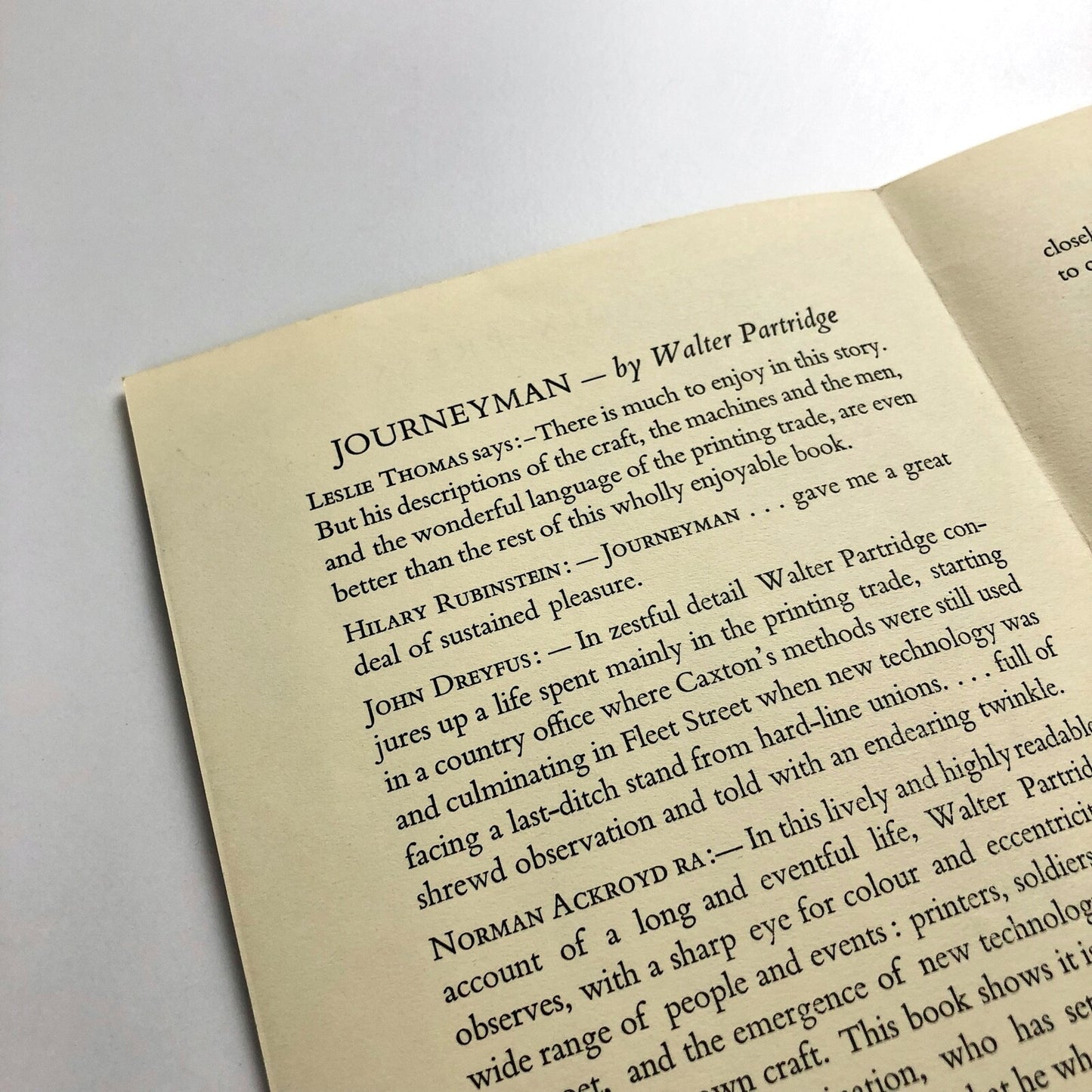 Journeyman by Walter Partridge | 4-page leaflet for publication by Perdix Press