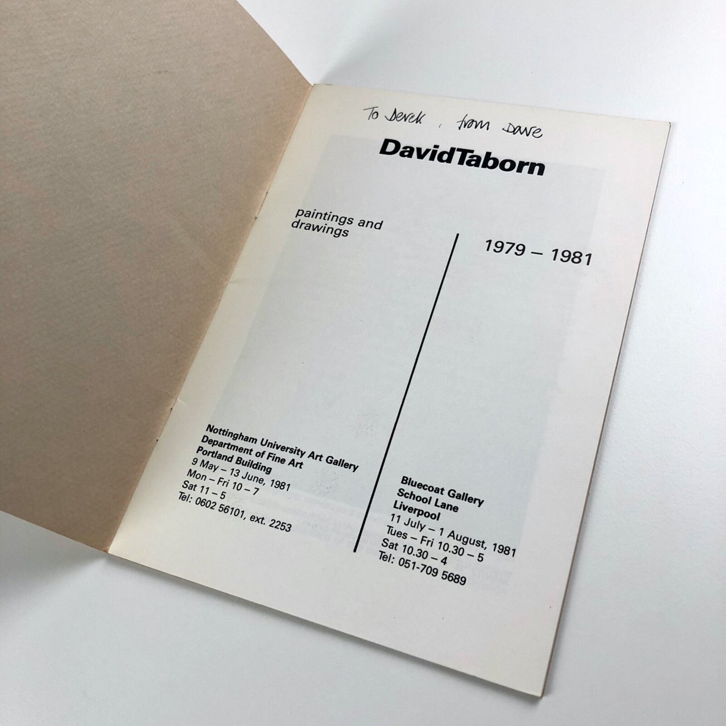 David Taborn – Paintings & Drawings | Nottingham University, Bluecoat Gallery 1981 | Catalogue and related ephemera