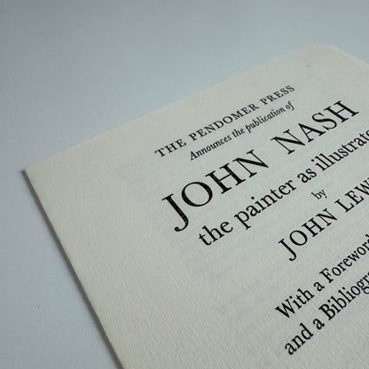 Prospectus: John Nash the painter as illustrator John Lewis | A Special Edition | Pendomer Press, 1978