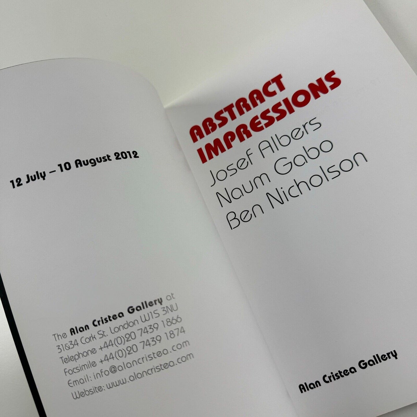 Abstract Impressions. Josef Albers, Naum Gabo, Ben Nicholson | Alan Cristea Gallery catalogue, 2012