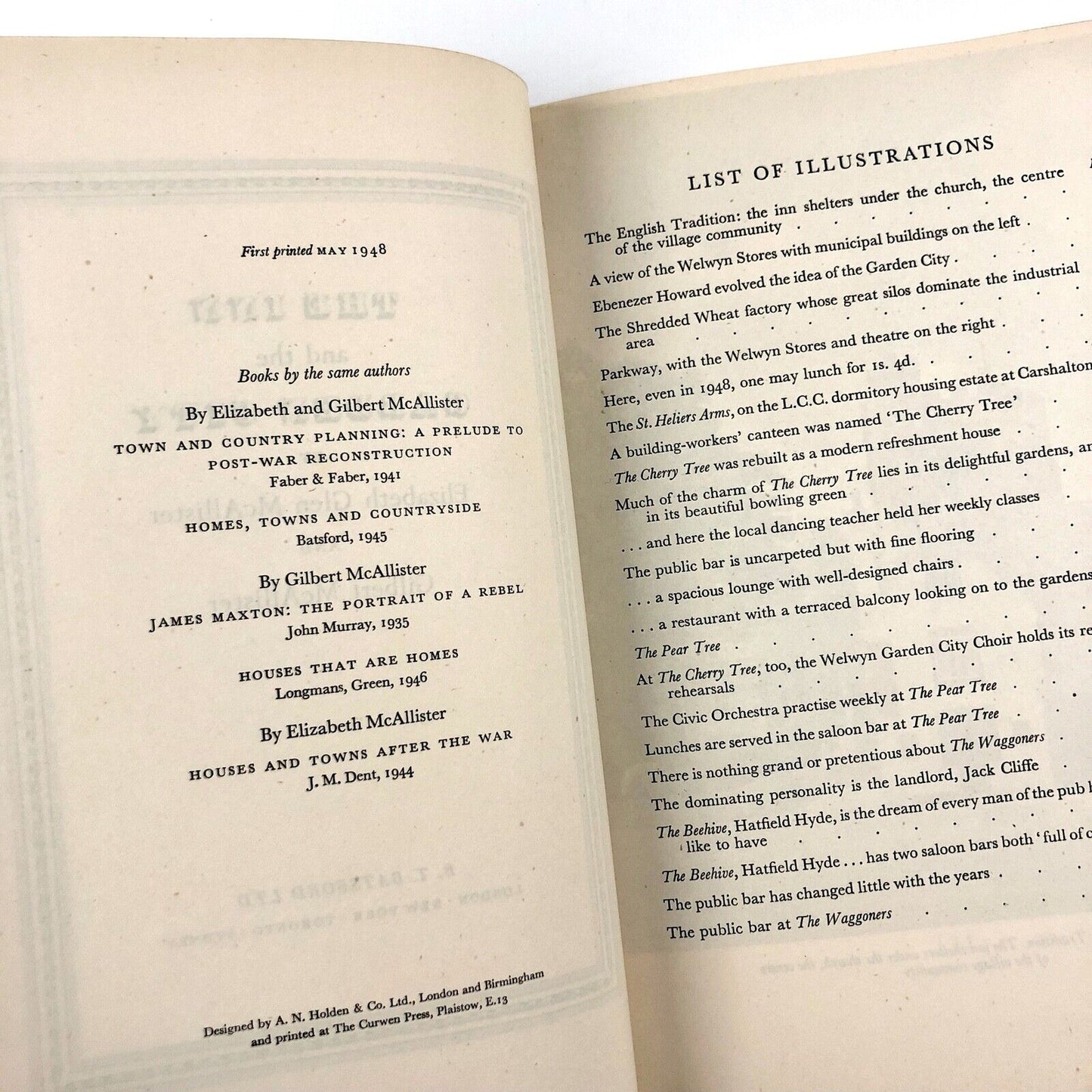 The Inn and the Garden City | Elizabeth & Gilbert McAllister | B T Batsford, 1948