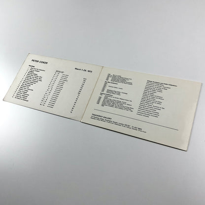 Peter Coker | Thackeray Gallery London | 1972 exhibition folded card