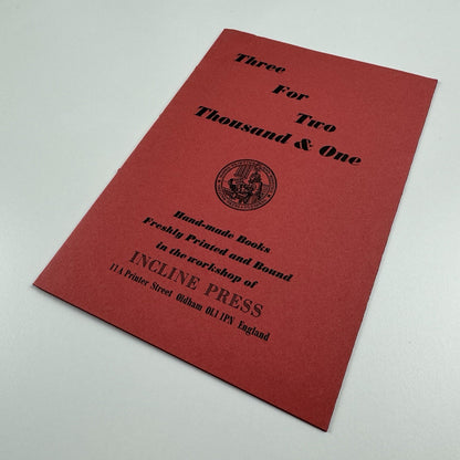 Three For Two Thousand & One | Incline Press booklet, 2001