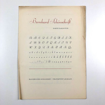 Bernhard-Schönschrift zart und kräftig type specimen folder and inserts | design by Lucian Bernhard | Bauersche Giesserei, undated