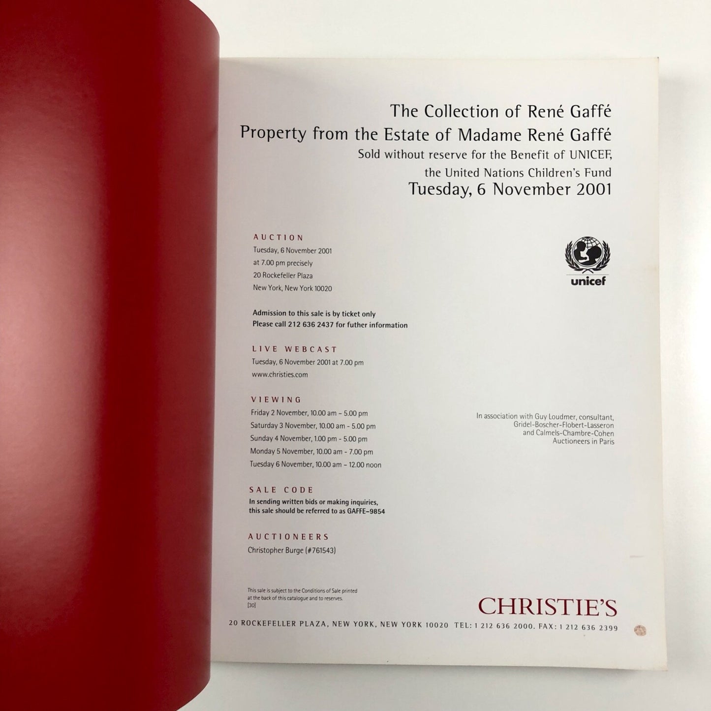 Christie's New York catalogue – Impressionist and Modern Art incl. René Gaffé | November 2001