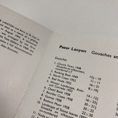 Folding card for Peter Lanyon Gouaches and Drawings 1939-1964 | Bear Lane Gallery, 1969 | introduction by Peter Bowness