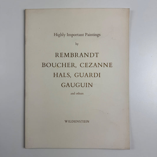 Highly Important Paintings by Rembrandt, Boucher, Cezanne, Hals, Guard, Gaughin and others | Wildenstein & Co, 1959