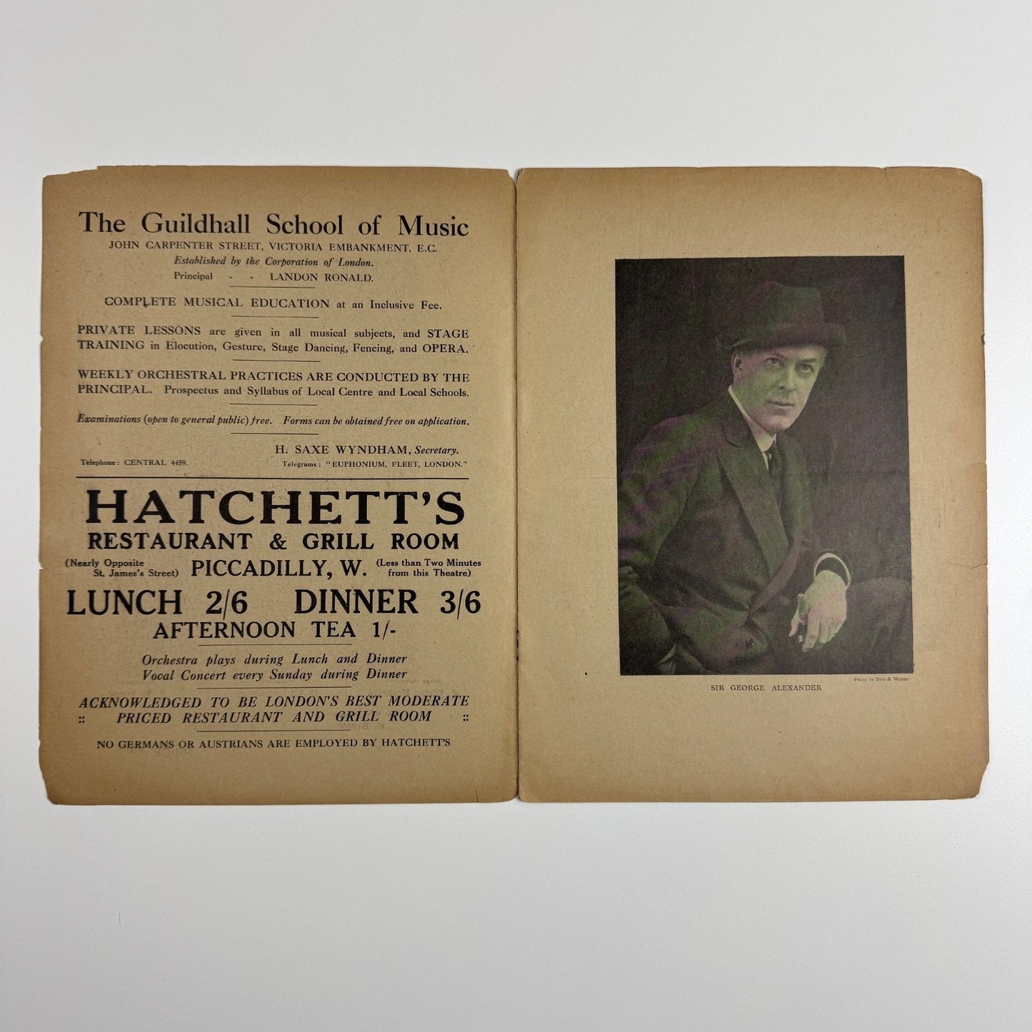 St James's Theatre The Basker | Manager, Sir George Alexander c. 1916
