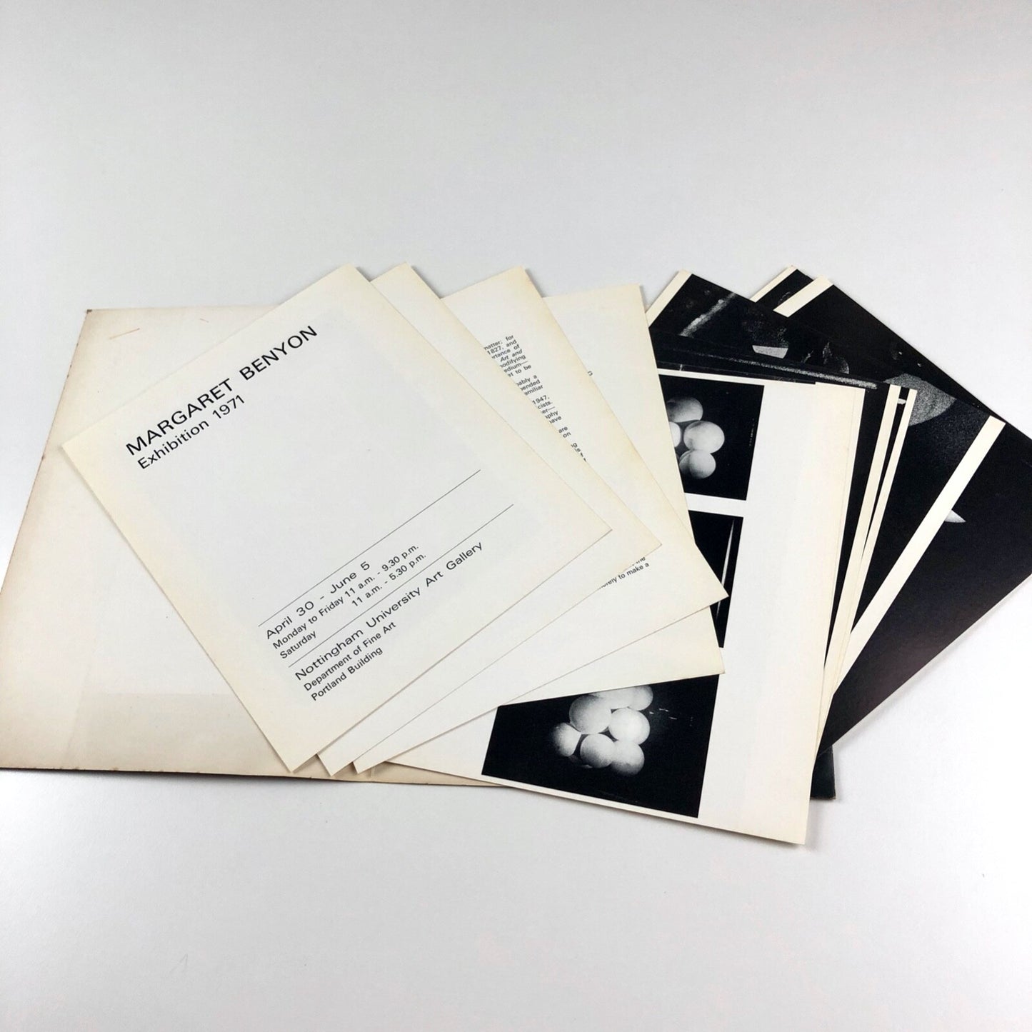 Margaret Benyon Exhibition 1971 | Nottingham University Art Gallery folder and inserts
