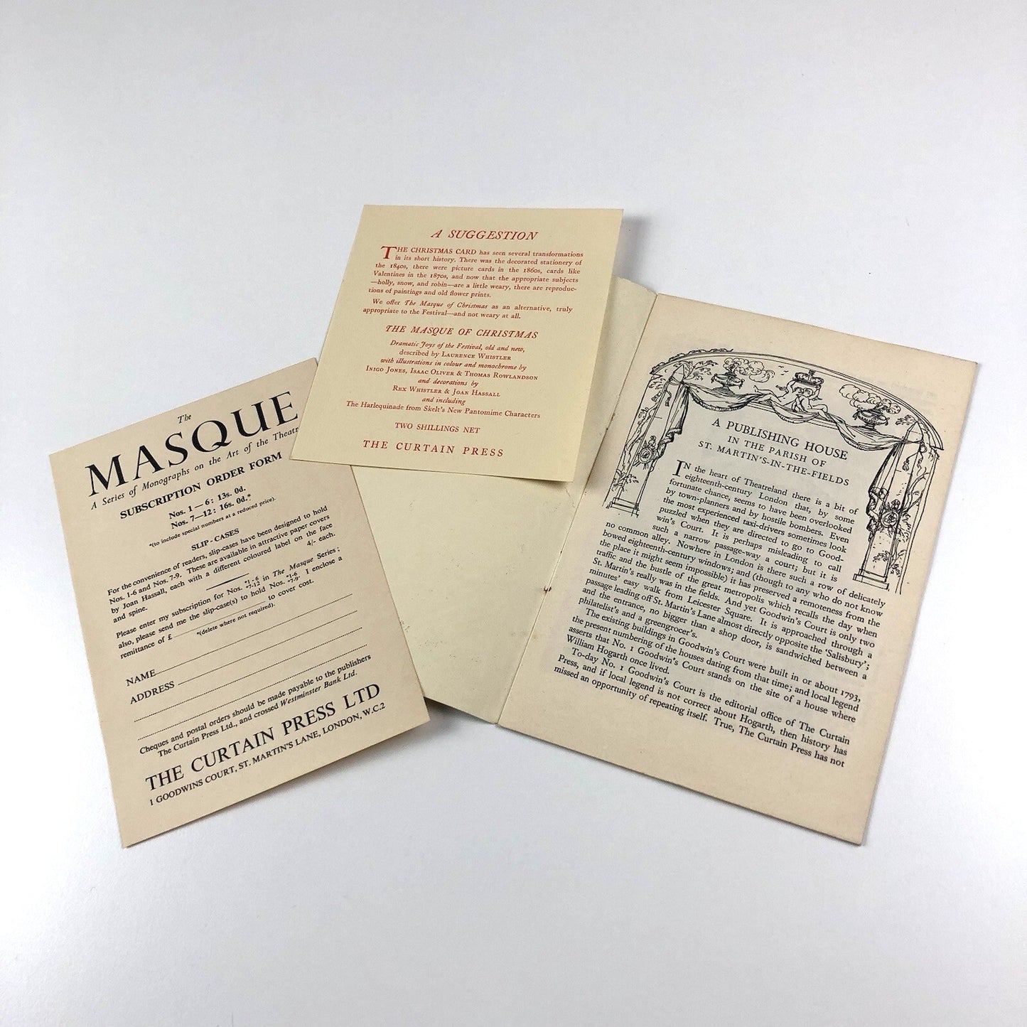 A Publishing House in the Parish of St Martins | The Masque | The Curtain Press | Reprinted from Oxford (Special Number) 1949