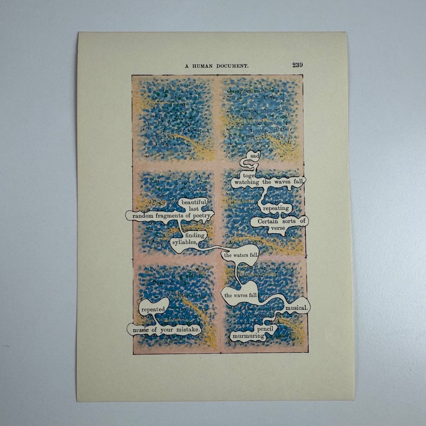 A Humument page 239 'sad toge watching' by Tom Phillips Tetrad Press, 1970