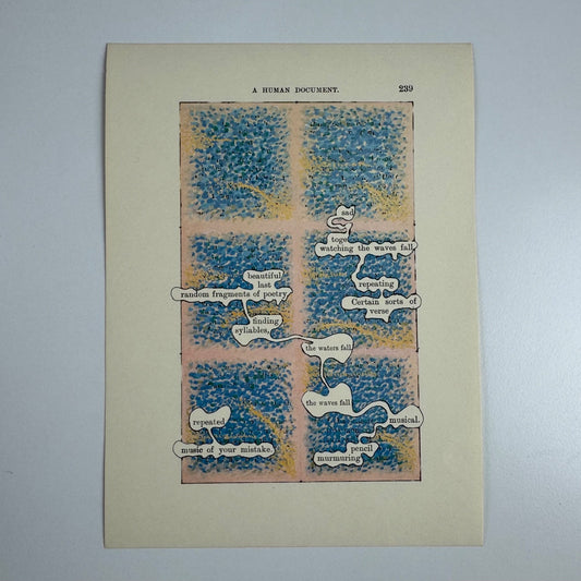 A Humument page 239 'sad toge watching' by Tom Phillips Tetrad Press, 1970