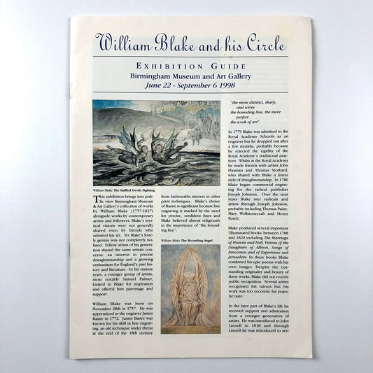 William Blake and His Circle | Birmingham Museum exhibition guide, 1998