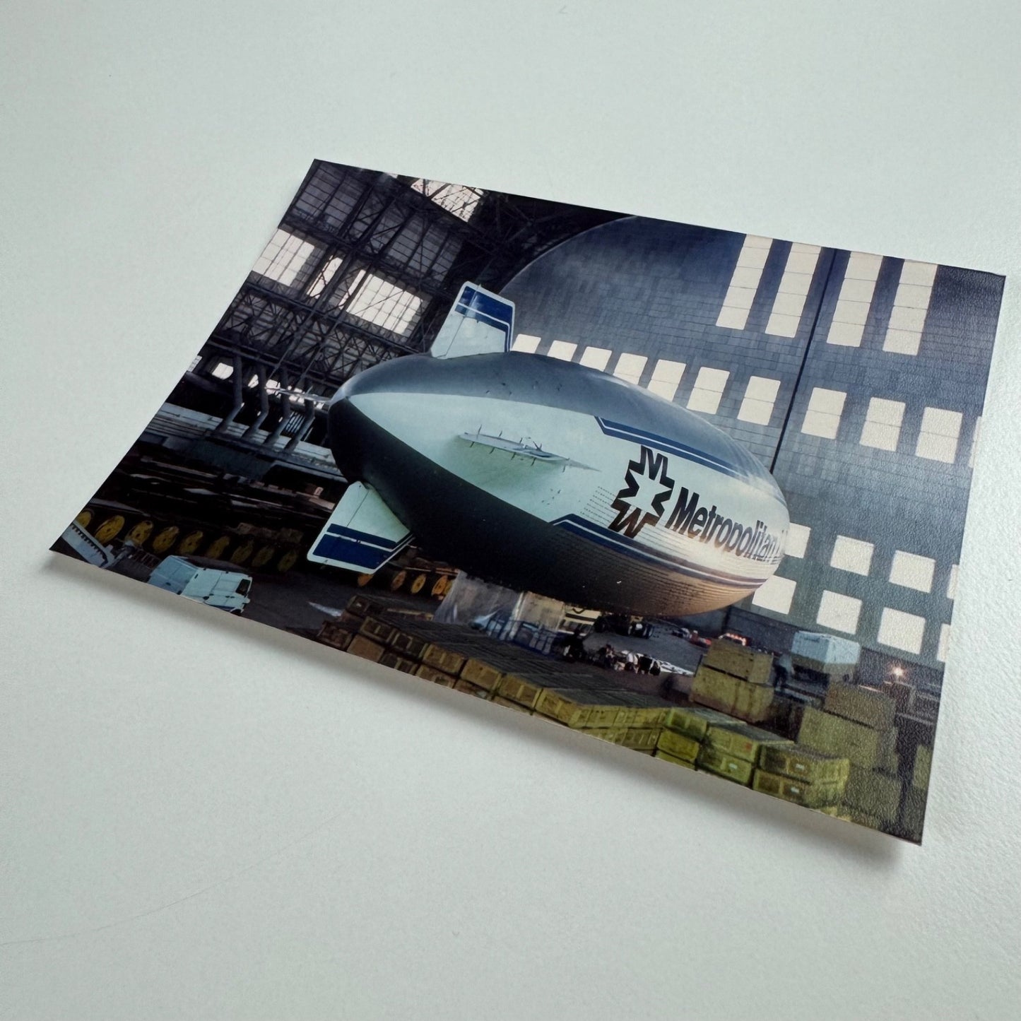 Photo of Metropolitan airship in a hanger dated November 1987 on reverse