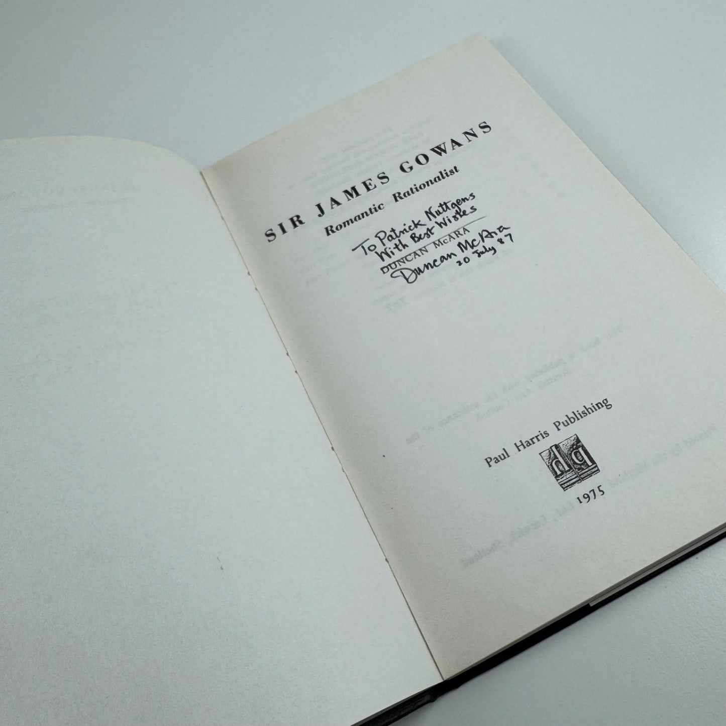 Sir James Gowans. Romantic Rationalist Duncan McAra Paul Harris Publishing, 1975 limited edition signed copy