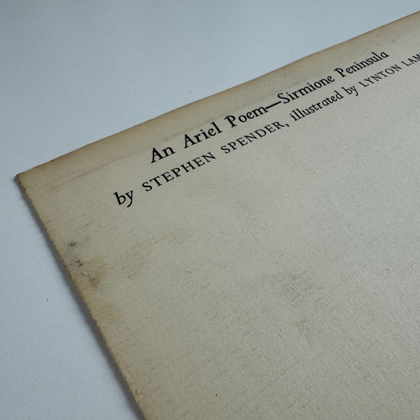 An Ariel Poem - Sirmione Peninsula by Stephen Spender, illustrated by Lynton Lamb, 1954 unopened envelope
