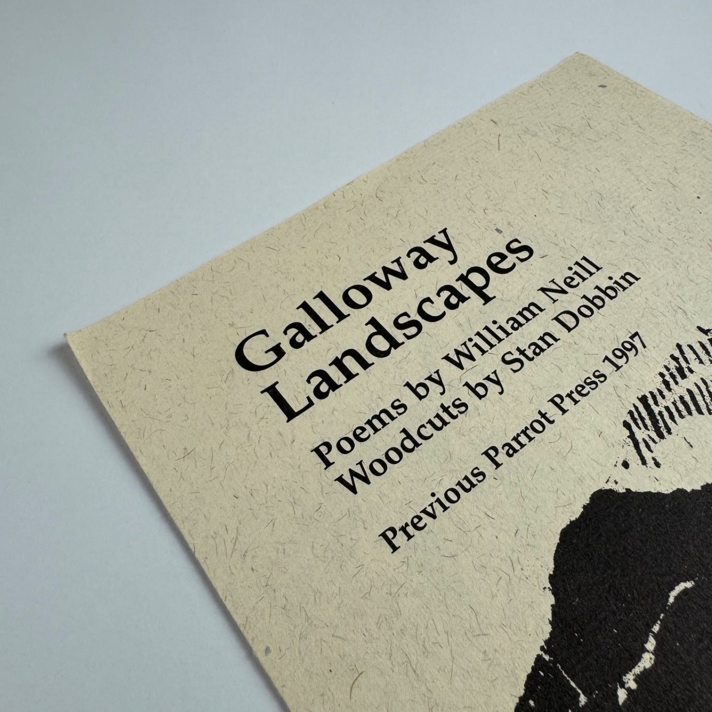 Prospectus for Galloway Landscapes poems by William Neill woodcuts by Stan Dobbin | Previous Parrot Press