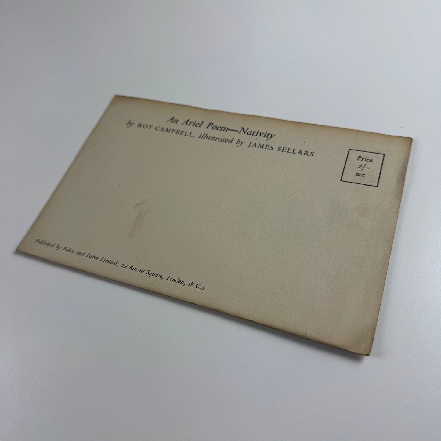 An Ariel Poem - Nativity by Roy Campbell illustrated by James Sellars, Faber & Faber 1954 unopened envelope